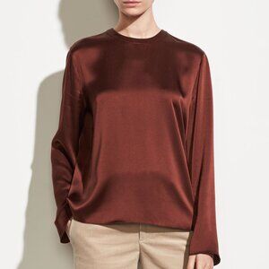 NWT VINCE Draped Silk Blouse, Medium, Dressed Up or Casually, Split Back